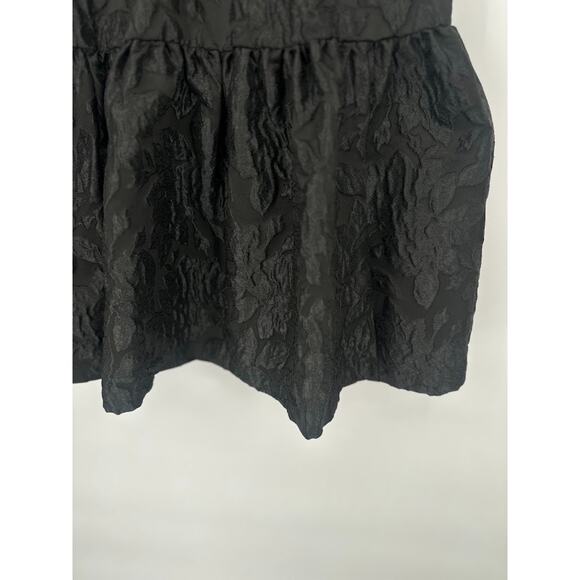 J. CREW Size 2 Floral Jacquard Strappy Tiered Mini Dress Black Party Holiday - Picture 4 of 11